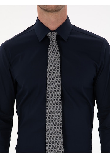Cacharel Lacivert Slim Fit Pamuk Karışımlı Gömlek