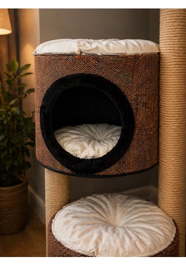 Terra Çok Katlı Kedi Evi Tırmalama Direkli Modern Kedi Yuvası