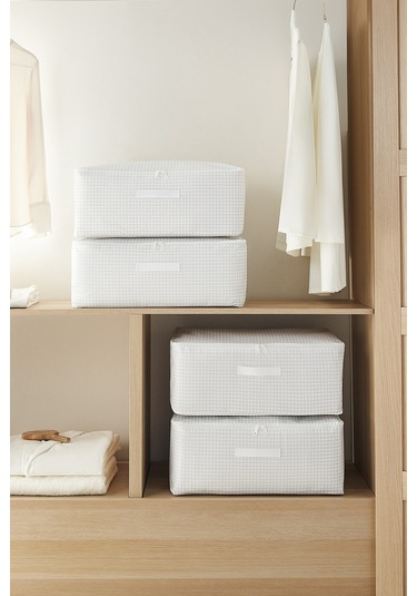 Home Wave 4'lü Orta Boy Gri Pötikare Hurç Set 52 x 28 x 21 cm