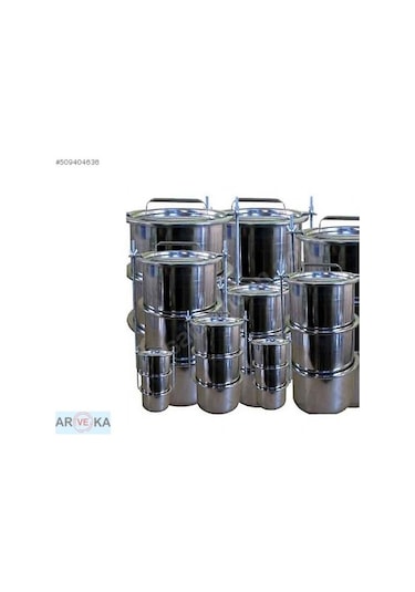 16X8 Cm 4 Gözlü Çelik Sefer Tası 5 Kişilik Çok Renkli