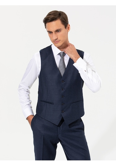 Cacharel Lacivert Slim Fit Yelek