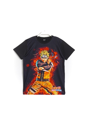 3D Baskılı Anime Naruto Uzumaki Unisex Çocuk Yetişkin Yazlık Siyah Tişört