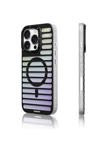 İphone Uyumlu 16 Pro Kılıf Magsafe Şarj Özellikli Youngkit Geek Serisi Kapak Siyah