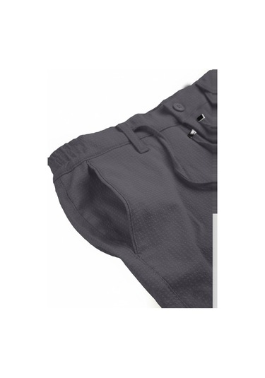 Deepsea Erkek Füme Likralı Gofre Kumaş Beli Lastikli İpli Slim Fit Günlük Pantolon 2600650 Füme