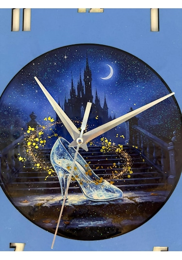 Kişiye Özel İsimli Çocuk Odası Duvar Saati Epoksi Dolgulu 35 Cm Masallar Serisi Koyu Mavi