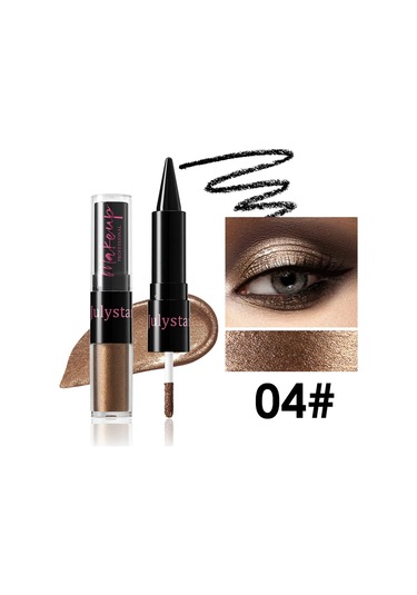 Dumanlı Sedefli Yeşil Likit Göz Farı 2'si 1 Arada Glitter Metalik Göz Farı 04 4.2g 01