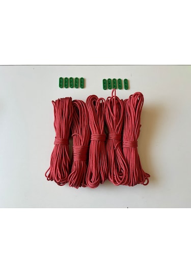 20 Metre X 5 Adet - Gergi Aparatlı Çadır İpi Kırmızı