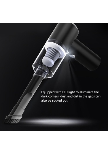 Ranyeek Kablosuz El Fırçası Süpürge, 120w 6000pa Güçlü Emme, Led Işık, 2000mah Batarya, Araç/ev/ofis Kullanıma Uygun, Siyah Islak-kuru İkili Kullanım