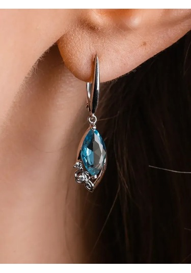 Lamponi 925 Ayar Gümüş Uzun Cerestenli Ve Topazlı Küpe 103986474 Diğer