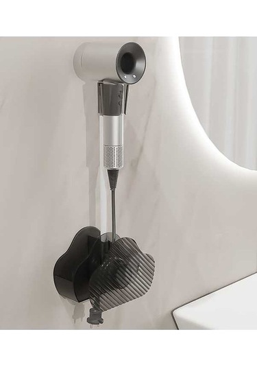 Wondernest Zımbasız Duvar Tipi Saç Kurutma Makinesi, Banyo Uyumlu Lichen Model Siyah