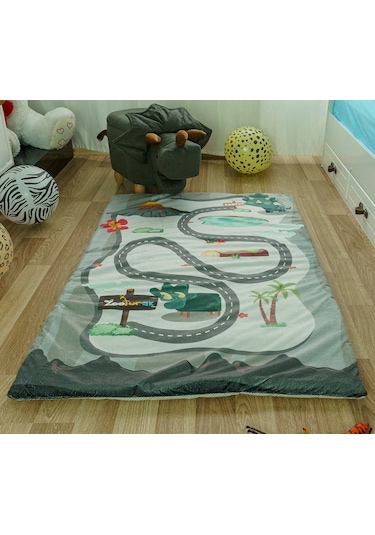 Zooturak Peluş Çocuk Matı Boynuzlu Dinazor Pantos 100cm x 150cm