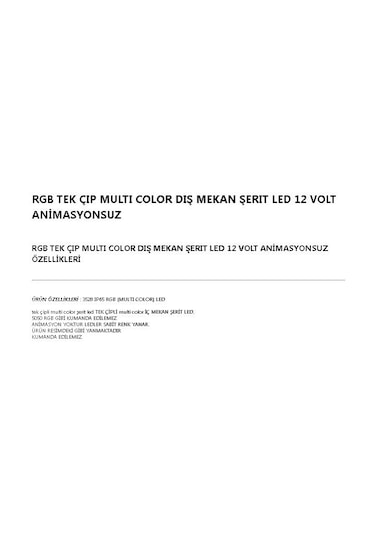Alles Tek Çipli Silikonlu Rgb Şerit Led (5 Metre Animasyonsuz)