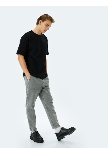 Koton Pamuklu Loose Fit Jean Pantolon - Steve Jean Gri 5sam40056ıd Gri