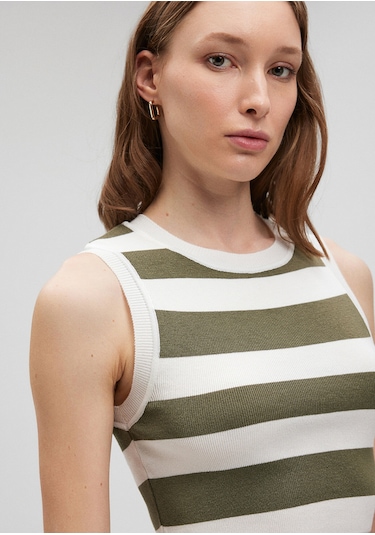 Mavi - Çizgili Crop Triko Top 1710098-87120 Yeşil