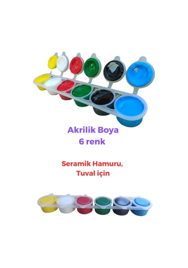 Akrilik Boya 6 Renkli, Seramik Hamuru, Resim Seti, Kil Çamuru Için Acrylic Paint 070 Çok Renkli