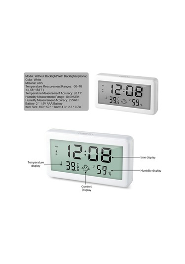 Skycity 1206s Ekranlı Ev Ofis Isı Nem Ölçer: Saat/tarih Gösterimi, Alarm Ve Saatlik Hatırlatıcı, Arka Işık Ve Pil Dahil