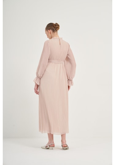 FTZ Women Ftz Plise Şifon Elbise Beige 31019 Beige