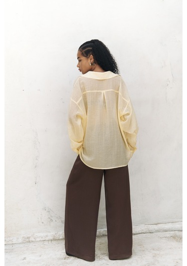 Mai Collection Mai Studios Co. Syaritta Oversize Sarı Transparan Gömlek sarı