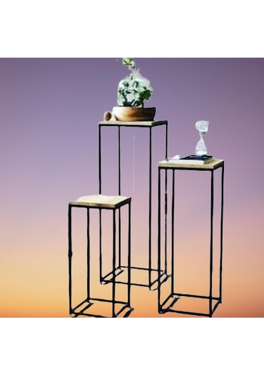 Çiçeklik Zlf Dekoratif Kule Model Metal Transmisyon Çelik Siyah S