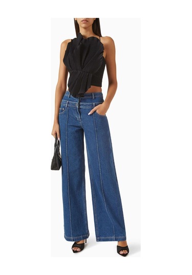 Acler Newtoft Gathered Top - - %100 Polyester - Bağlı Sırt Detayı - Astarlı Siyah