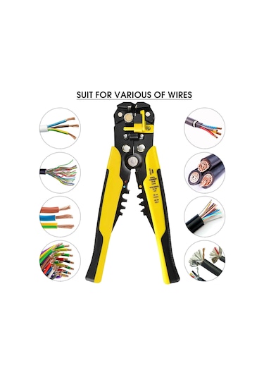 Monyee 8 İnç Elektrikçi Tırnak Açıcı - 24-10awg Tel Açma, İzole/izolsuz Terminal Presleme, Çok Fonksiyonlu Çelik Pense Sarı-siyah Sarı