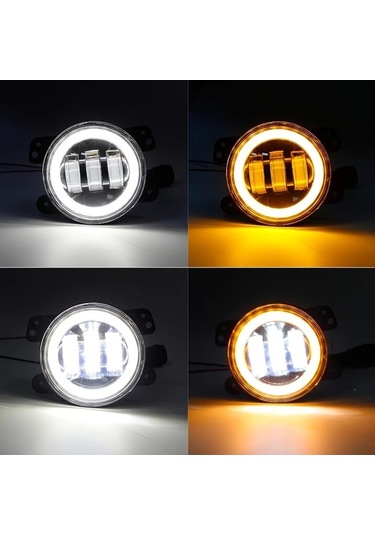 Xuweiwei 2 Adet 4 Inç Angel Eyes Led Işık Beyaz Halka Dc12v/24v 6000k Parlak Beyaz Ve Sarı Round Led Çalışma Işığı Jeep Wrangler Jk Tj Lj Ford İçin