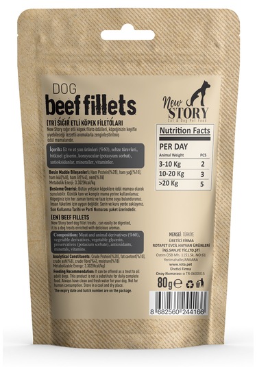 New Story Dog Mix Fillets Sığır + Tavuk Etli Şerit Yumuşacık Ödül 4 x 80 G
