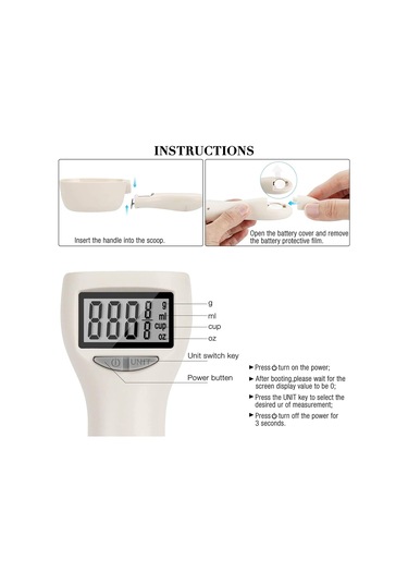 Kaşık Tartısı, Köpek Maması, Elektronik Ölçüm Kaşığı, Dijital Beyaz