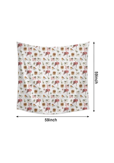 59x59 İnç Noel Temalı Kare Duvar Halısı, Oturma Odası, Yatak Odası Ve Genç Odası Dekoru İçin