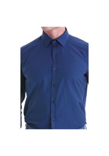 Hatemoğlu Slim Fit Pamuklu Uzun Kollu Erkek Gömlek Lacivert