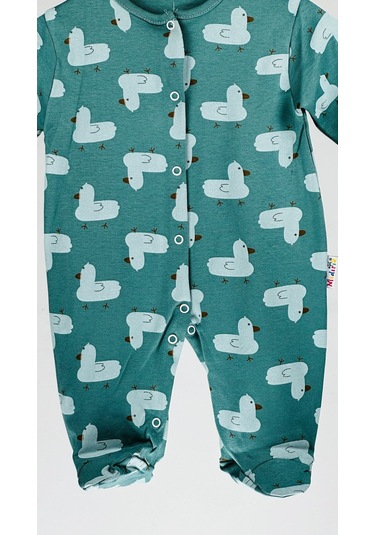 Civcivli Pamuklu Uzun Kollu Çıtçıtlı Bebek Tulum 001