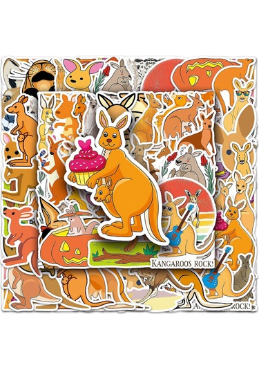 50 Adet/takım Kanguru Çıkartmaları Su Geçirmez Kendinden Yapışkanlı Karalama Defteri Dizüstü Bilgisayar Karikatür Çıkartmaları El Sanatları Ürünleri Kaesi Çok Renkli