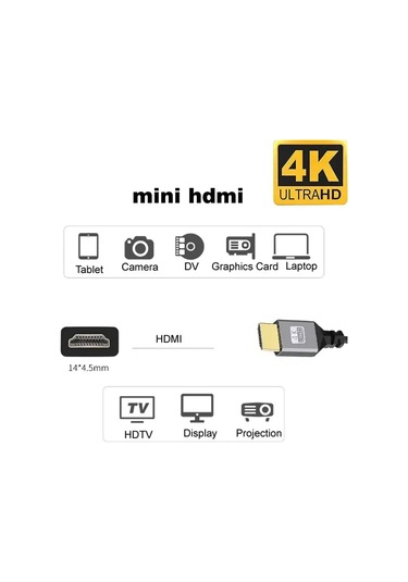4k 60hz Naylon Örgü Hd Uyumlu V2.0 Hdmı Mını Hdmı Mınıhdmı Uzatma Erkek Erkek 10m Diğer