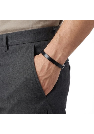 Moncuk Design Siyah Pu Deri Zamak Erkek Bileklik 33513b16d2 Mat Siyah