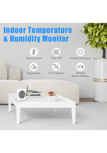 Geeroyoo Ev Ofis Depo İçin Bluetooth 433mhz Kablosuz Sıcaklık Nem Kontrol Cihazı -30 C 100 C Aralığı Tuya Uygulamalı Cr2032 Pil İle