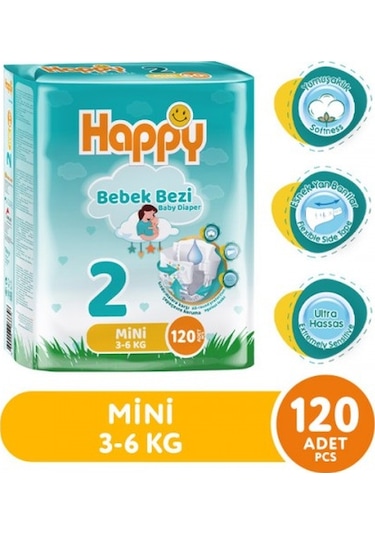 Happy Bebek Bezi Mini 2 No 60 Lı X 2 Adet PKT.HAPPY.084 2 Numara 2'li
