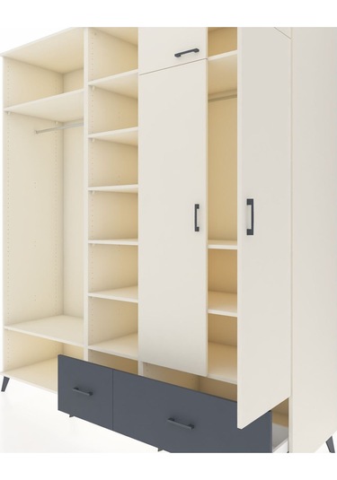 Kronos Dolap 12 Raflı 2 Çekmeceli 2 Askılı 220x59x243 Aytaşı-aytaşı/antrasit Aytası/antrasıt