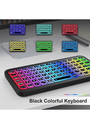 Rgb Mini Bluetooth Klavye Kablosuz Şarjlı Led Işıklı Apple iOS Android Windows Uyumlu El Boyu
