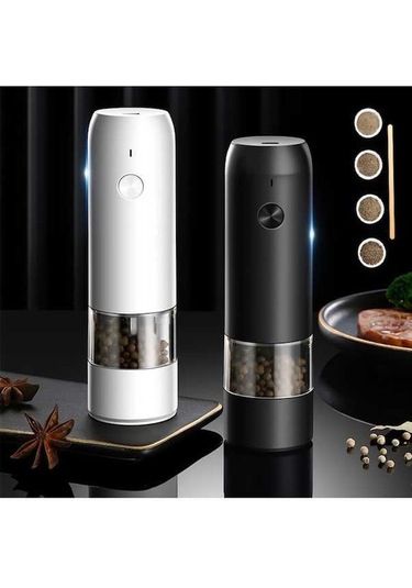 Bloomnest Baharat Öğütücü, Elektrikli Öğütme Şişesi 6 Hız, Usb, Tuz & Biber İçin Uygun Beyaz