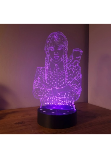 Wednesday Addams Temalı 3d Led Gece Lambası Hediyelik Gotik Mas