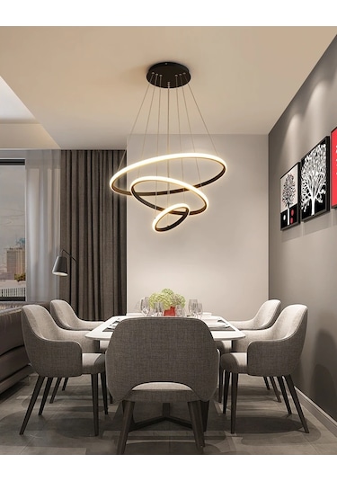 Priştine 3 Renk Işık 80x60x40 CM Sarkıt Avize Antrasit Gövde