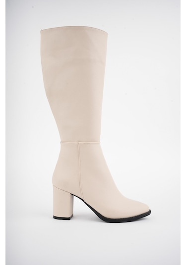 Muggo Almira Garantili Kadın Topuklu Çizme Ten