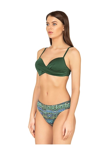 Endeep Kadın Destekli Çapraz Detaylı Yeşil Bikini Takımı Yeşil