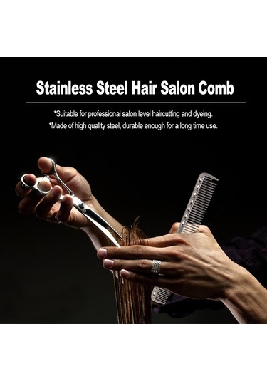 Vkemall Stainless Steel 2'li Fonksiyonel Saç Tarzı: İnce Ve Geniş Dişli, Masaj Ve Saç Büyümesini Teşvik Eden Profesyonel Tarak - Gümüş Küçük Boy