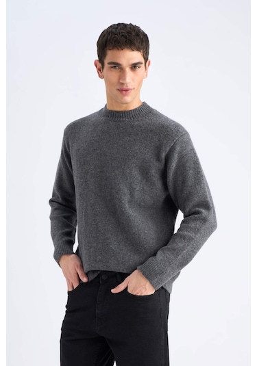 DeFacto Relax Fit Bisiklet Yaka Triko Kazak E8390AX24CWAR4