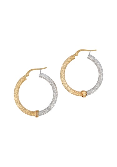 Altın Nesil - 14 Ayar Altın Sarı Beyaz Boru Büyük Halka Küpe Altın - Beyaz Altın