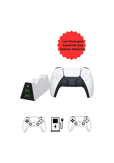 Ps5 Dualsense Kablosuz Oyun Kolu Şarj Standı Çiftli / Hızlı Şarj 1 Adet
