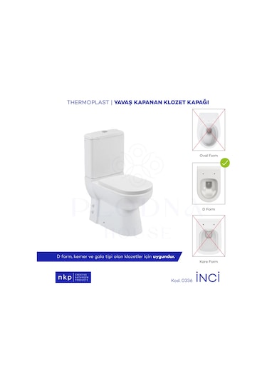 D-Form İnci Yavaş Kapanan Klozet Kapağı