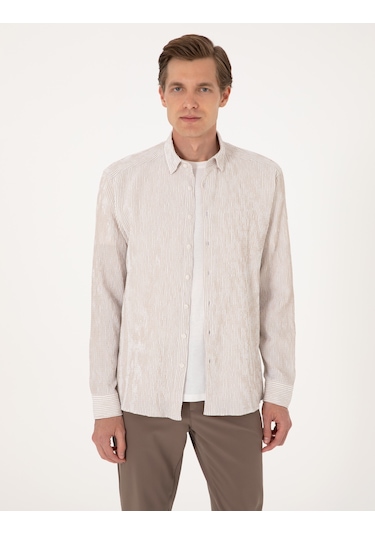Pierre Cardin Erkek Bej Gömlek Desenli 50307084-vr011 Bej
