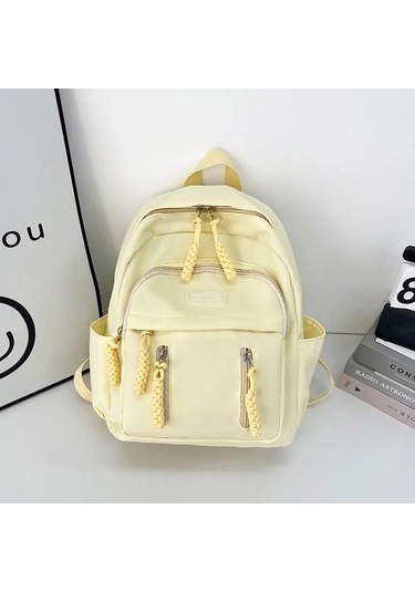 Tianchishop Yeni Düz Renkli Kadın Su Geçirmez Naylon Sırt Çantası Genç Kız Omuz Seyahat Çantası Okulu Sırt Çantası Için Basit Okul Çantası: Sarı Renkli